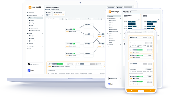 Mockup van de Go Inno Freight applicatie